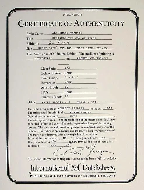 Alexandra Nechita "Sprinkle the Joy of Peace" Signed Numbered Lithograph, Framed - 4