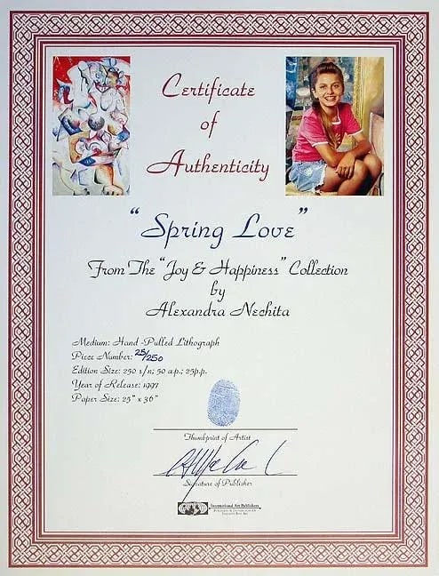 Alexandra Nechita "Spring Love" Signed Framed Original Lithograph - 4