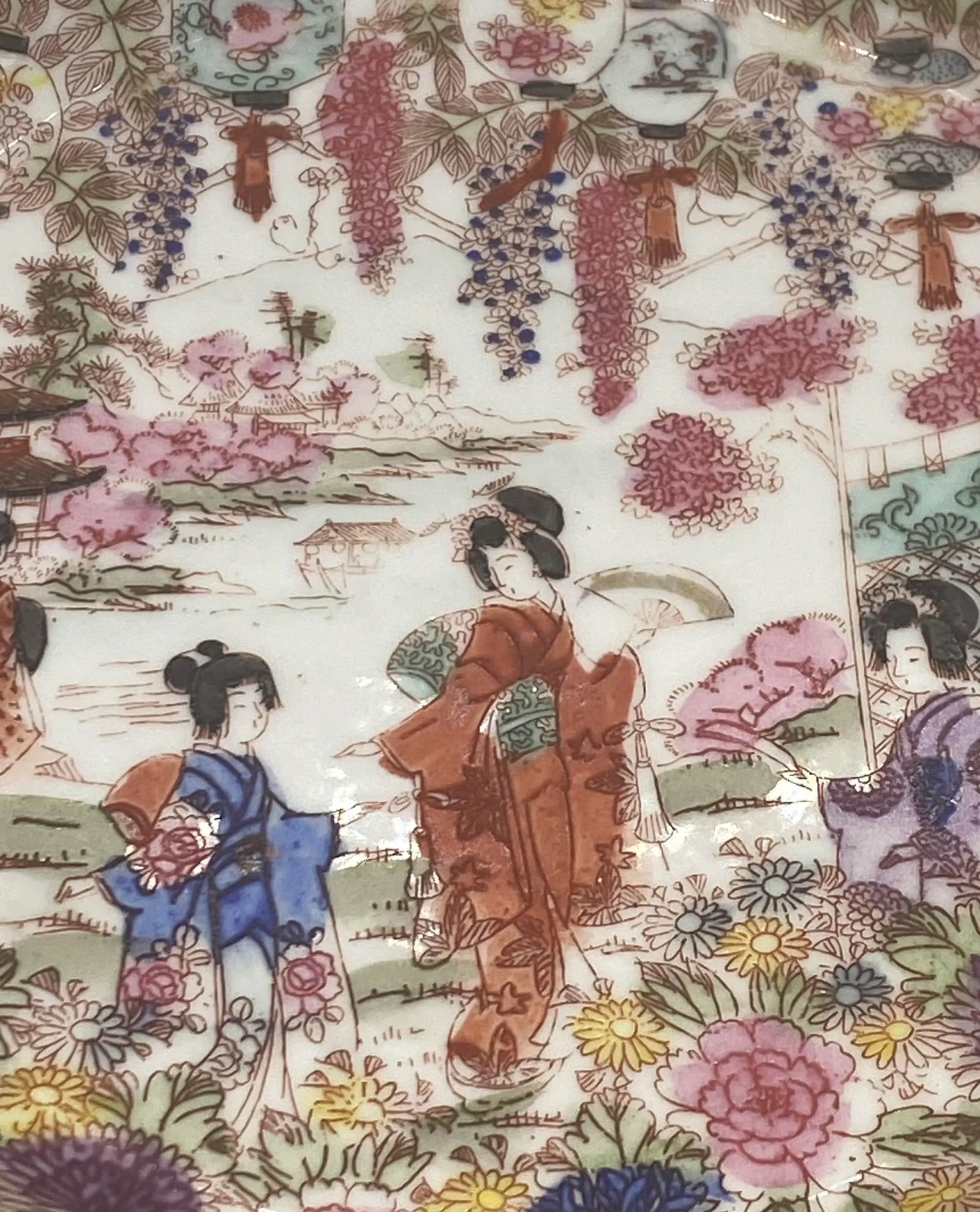 Vintage Chinoiserie Ceramic Handpainted Luncheon Hors D'Oeuvres Plates - Set of 8 - 4