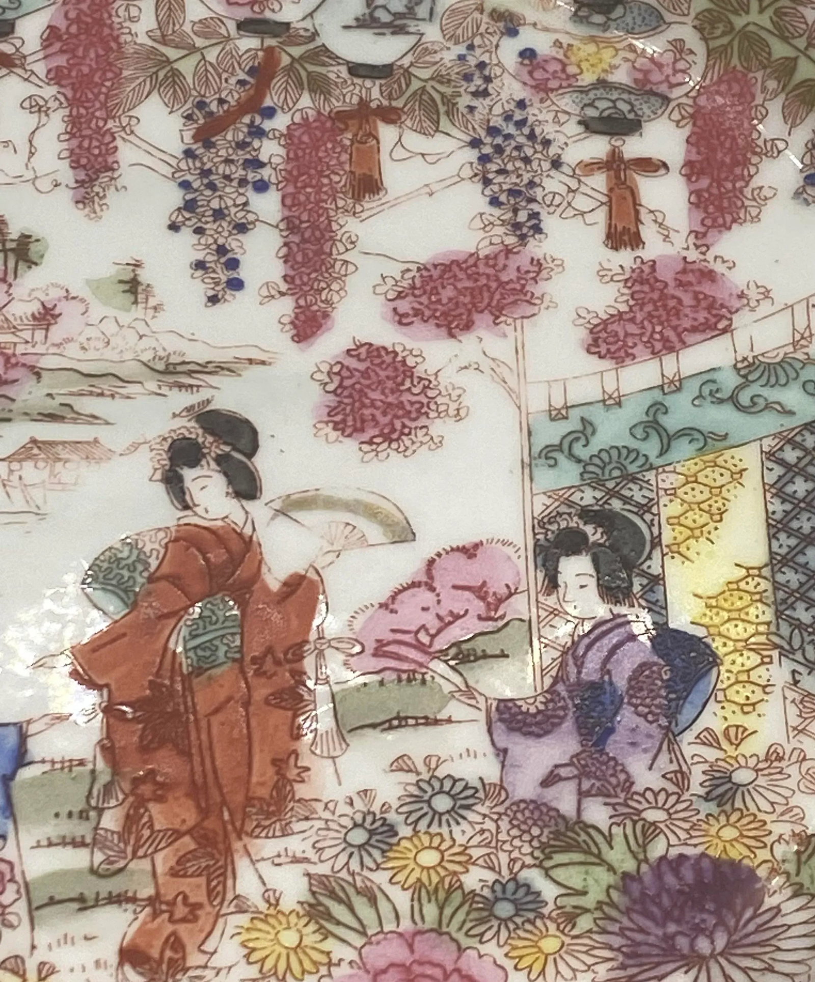 Vintage Chinoiserie Ceramic Handpainted Luncheon Hors D'Oeuvres Plates - Set of 8 - 5