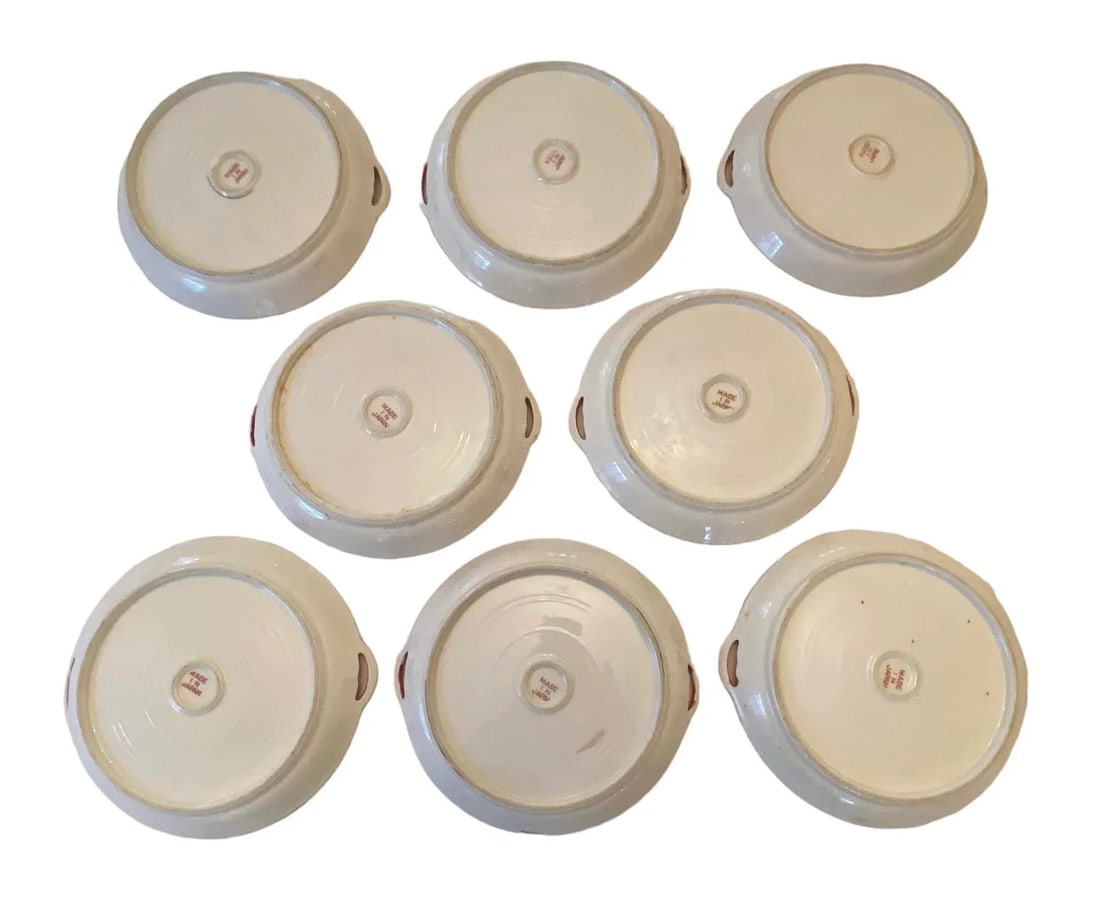 Vintage Chinoiserie Ceramic Handpainted Luncheon Hors D'Oeuvres Plates - Set of 8 - 6