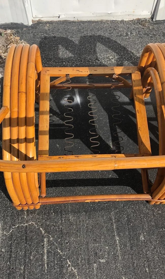 Pair of Four Strand Bent Bamboo/Rattan Lounge Chairs 1950s - 10