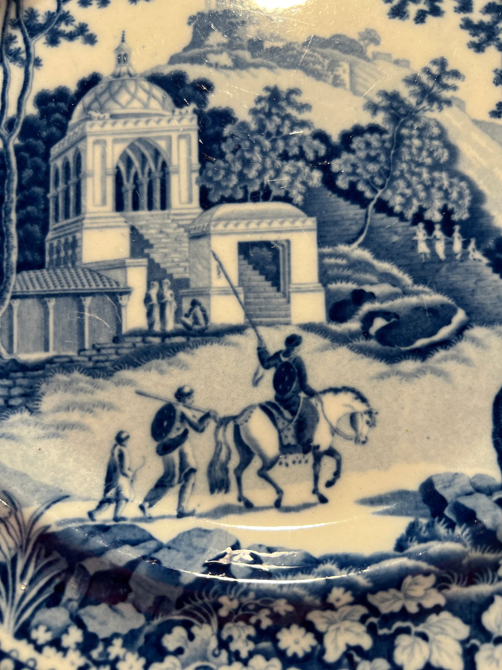 Set of 8, John Rogers Staffordshire "Musketeers" Pattern Dinner Plates C. 1820 - 3