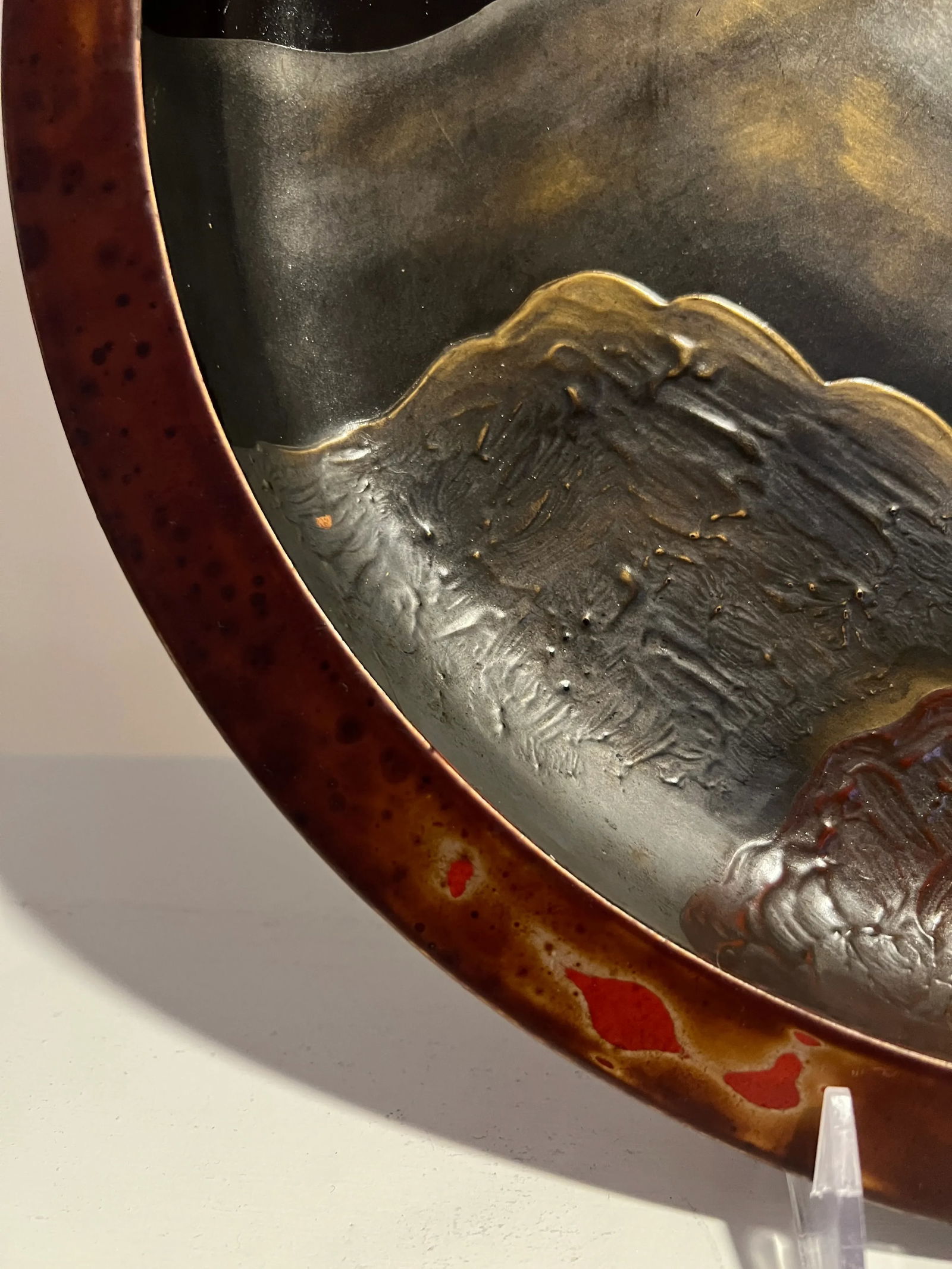 19th Century, Japanese Export Lacquer Tray Maki-E & Mnt Fuji Pagoda Decoration - 7