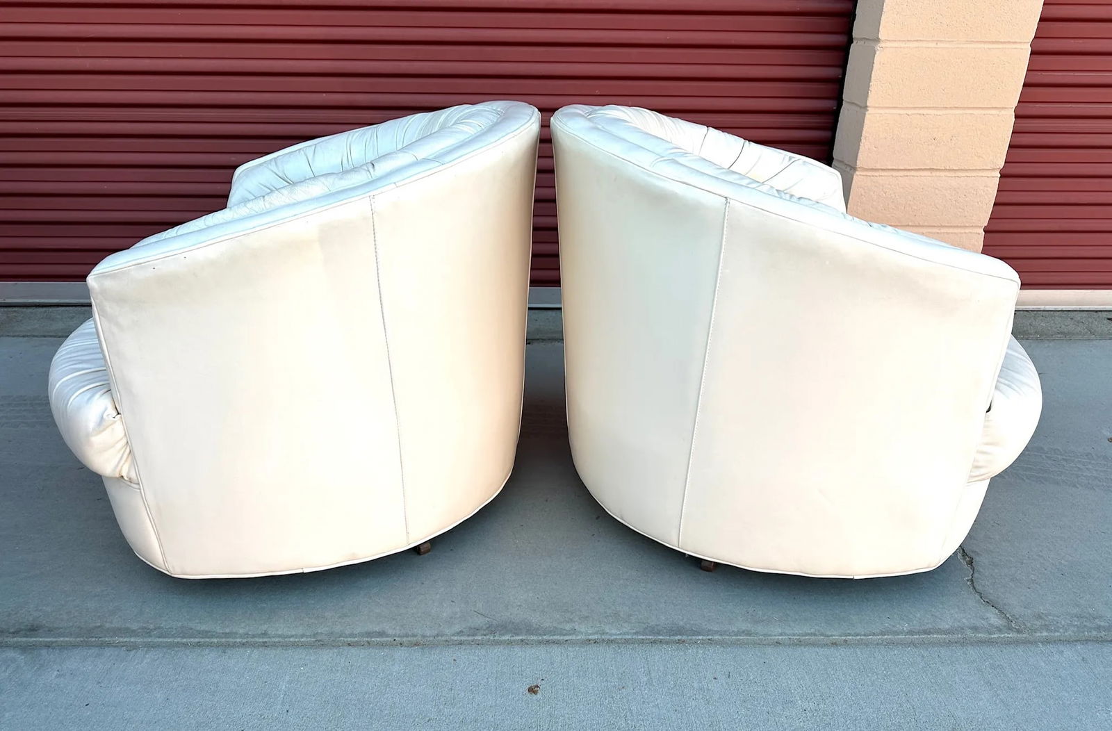 Vintage Milo Baughman Style Leather Swivel Chairs-A Pair - 2