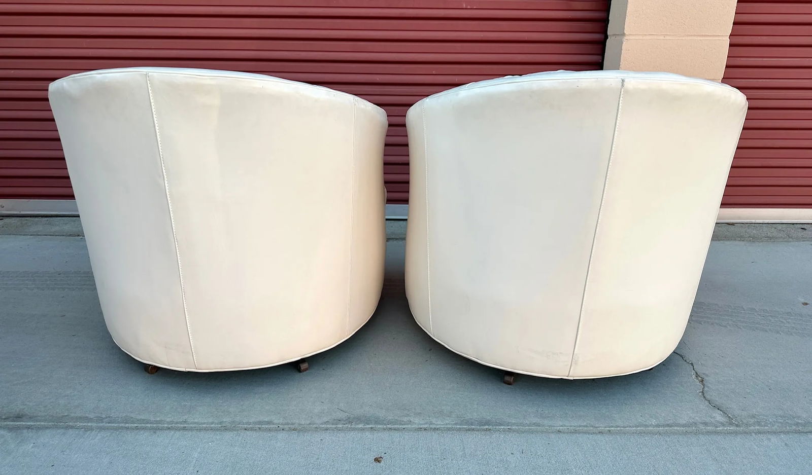 Vintage Milo Baughman Style Leather Swivel Chairs-A Pair - 4