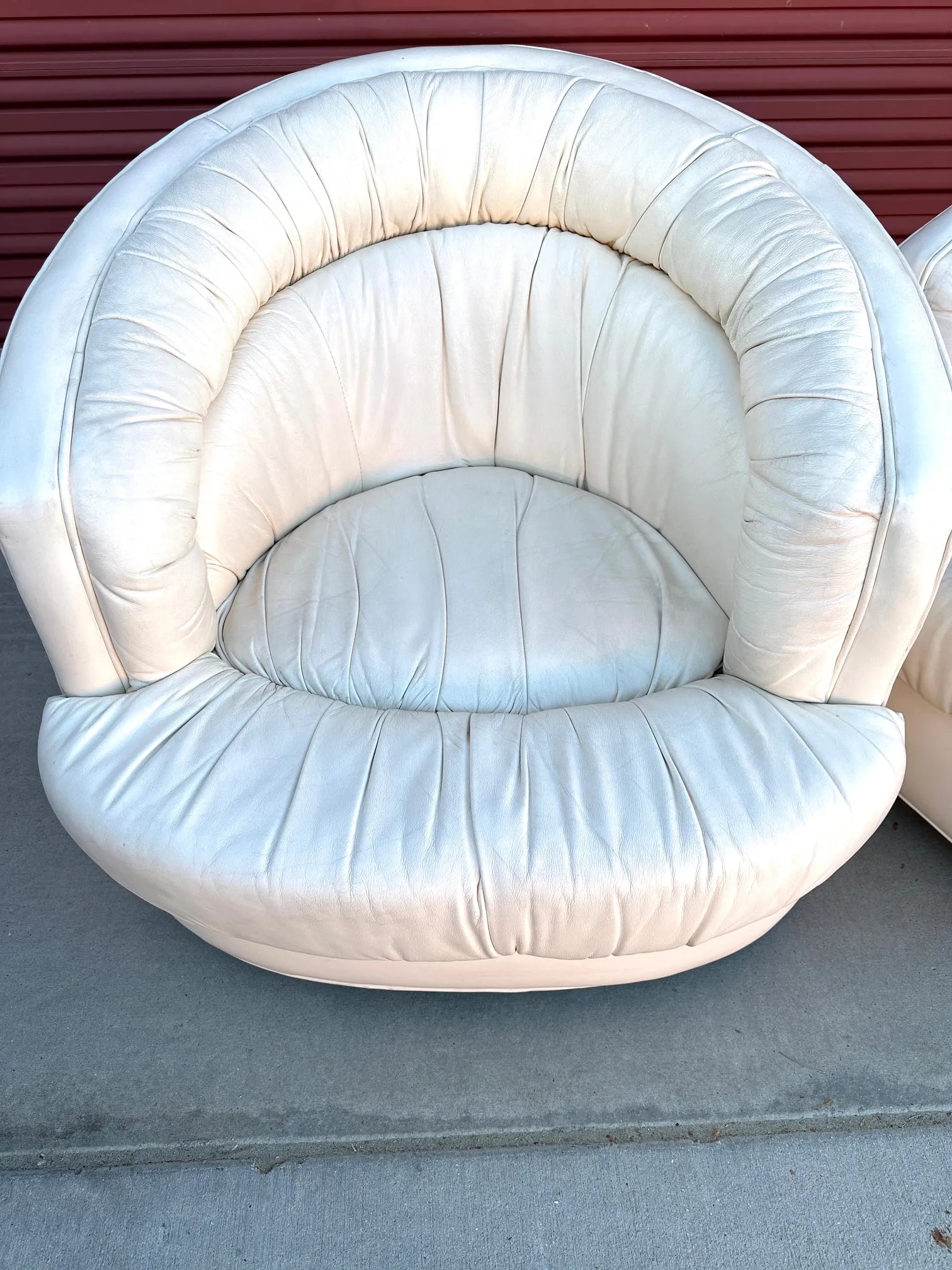 Vintage Milo Baughman Style Leather Swivel Chairs-A Pair - 5