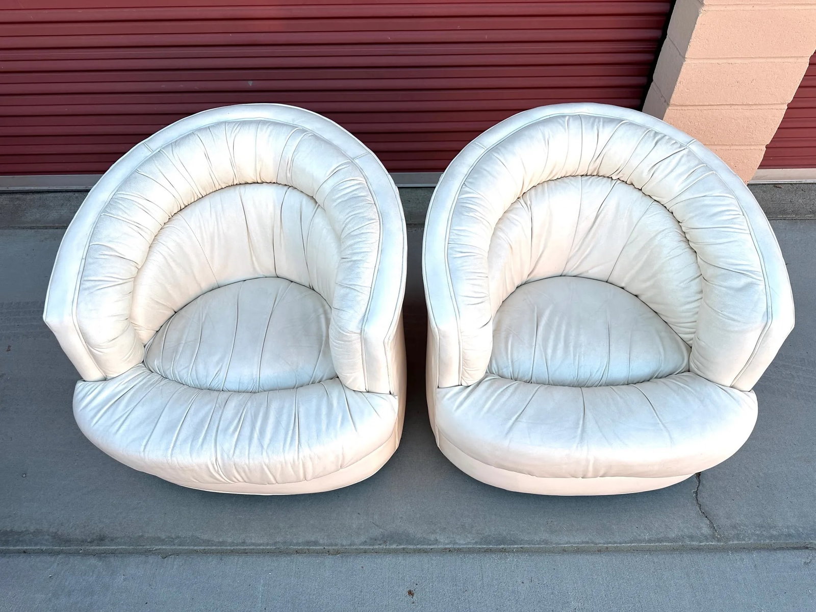 Vintage Milo Baughman Style Leather Swivel Chairs-A Pair - 8