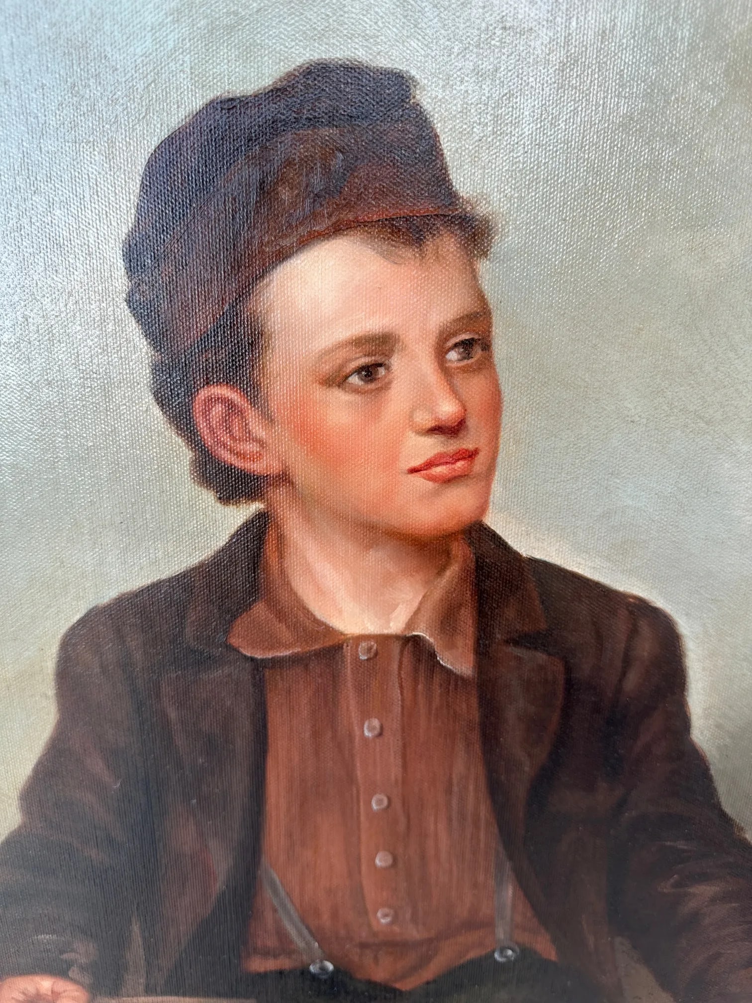 Large Oil on Canvas of Shoe Shine Boys Signed Edwards - 2