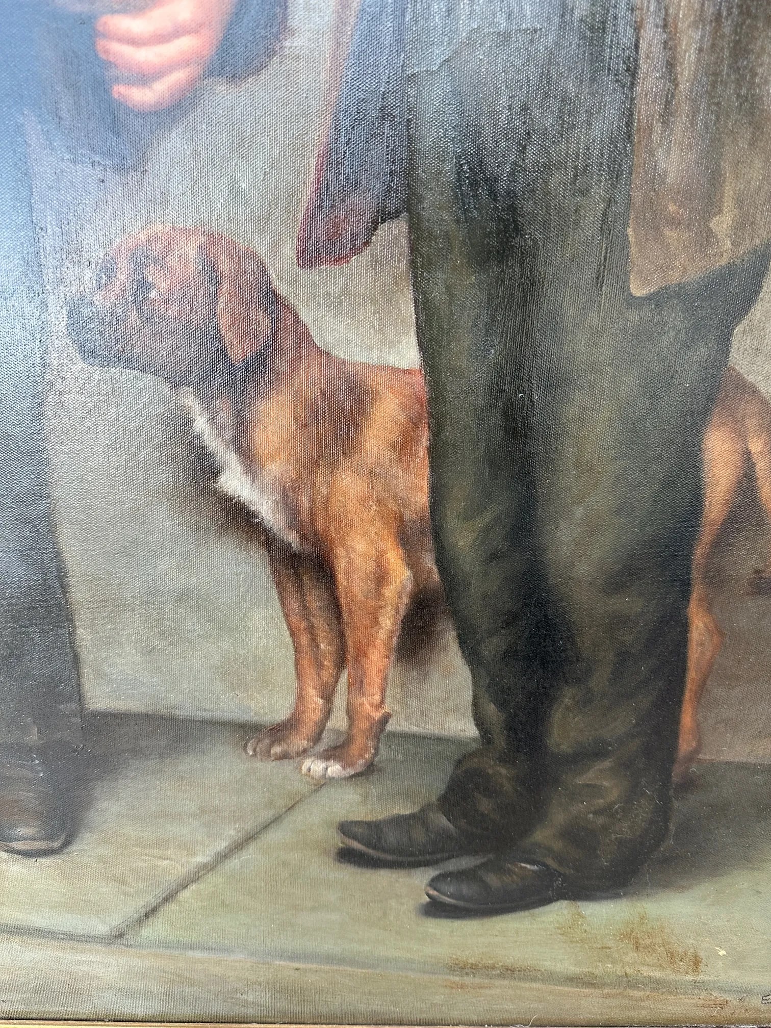 Large Oil on Canvas of Shoe Shine Boys Signed Edwards - 5