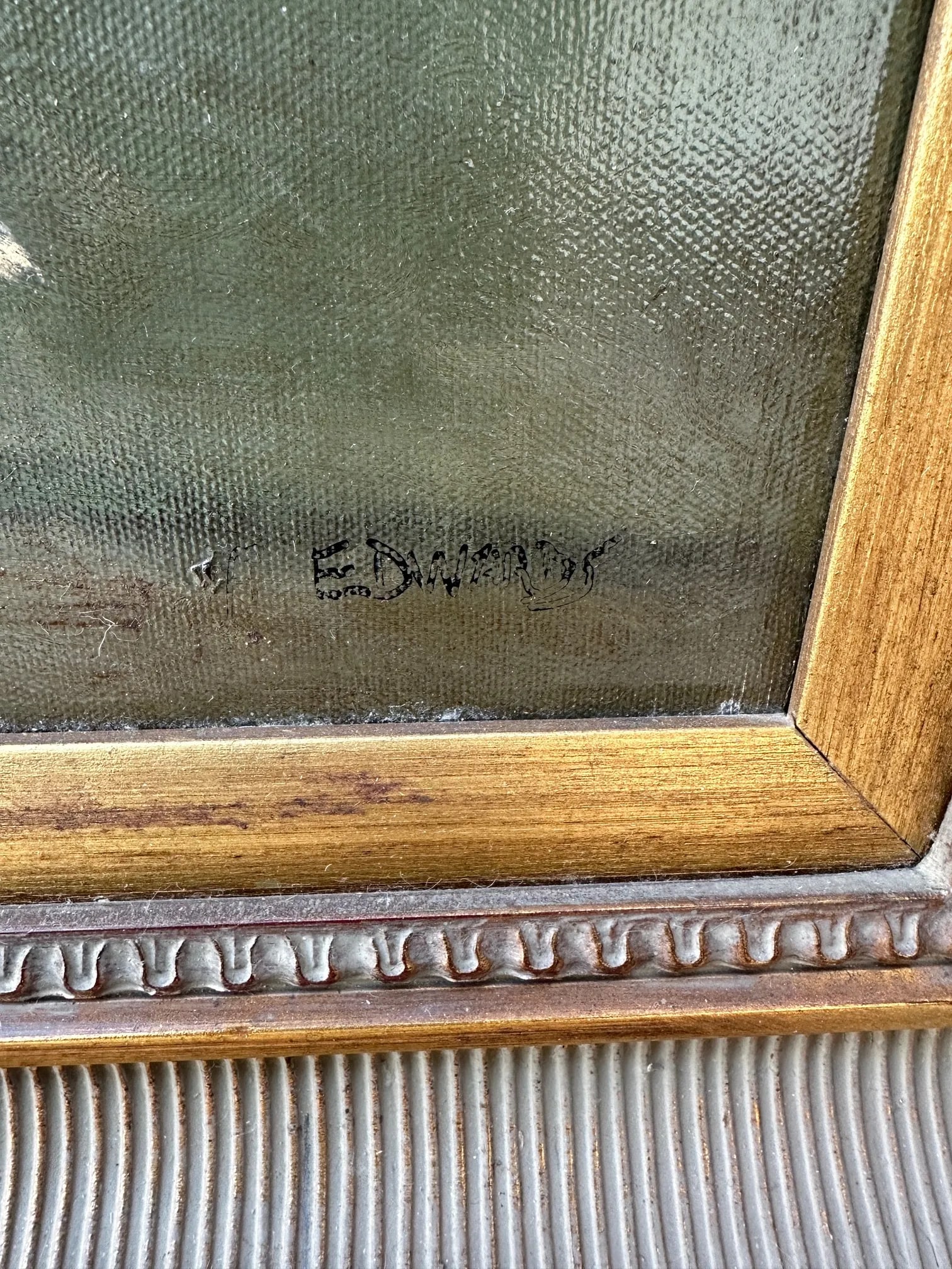 Large Oil on Canvas of Shoe Shine Boys Signed Edwards - 7