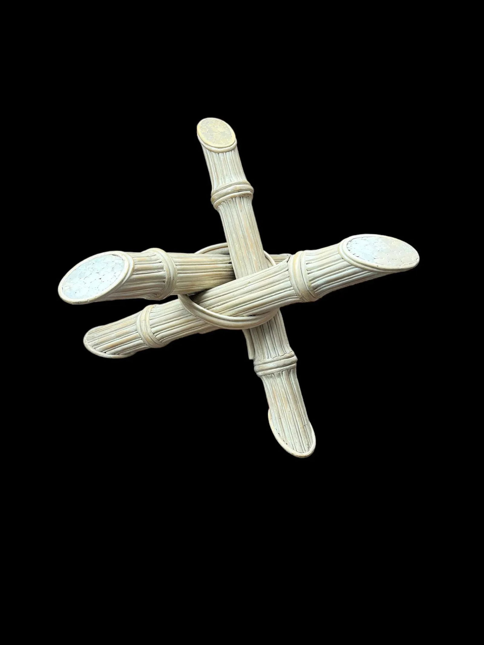 Mid - Century Modern Faux Bamboo Coffee Table . Tripod Faux Bamboo Base. 1960's - 2