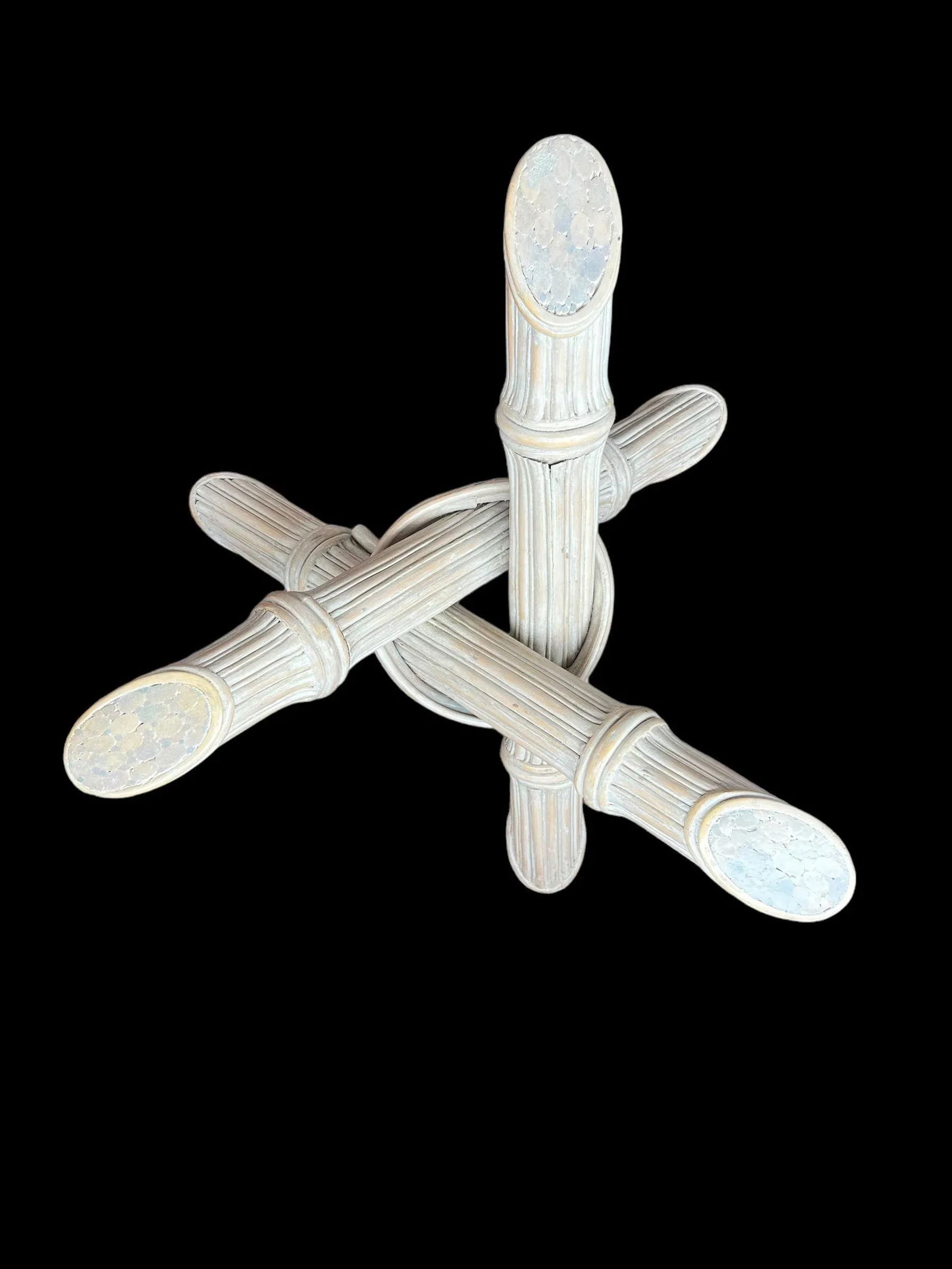 Mid - Century Modern Faux Bamboo Coffee Table . Tripod Faux Bamboo Base. 1960's - 4