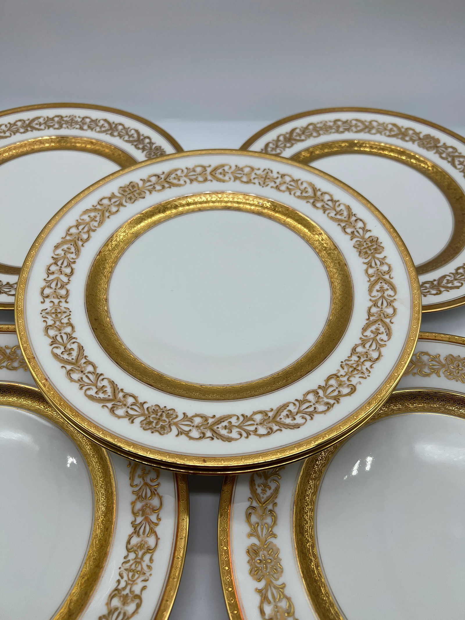 Set of 6 - Ahrenfeldt Limoges for Richard Briggs Boston Gilt Enamel Dinner Plates - 8