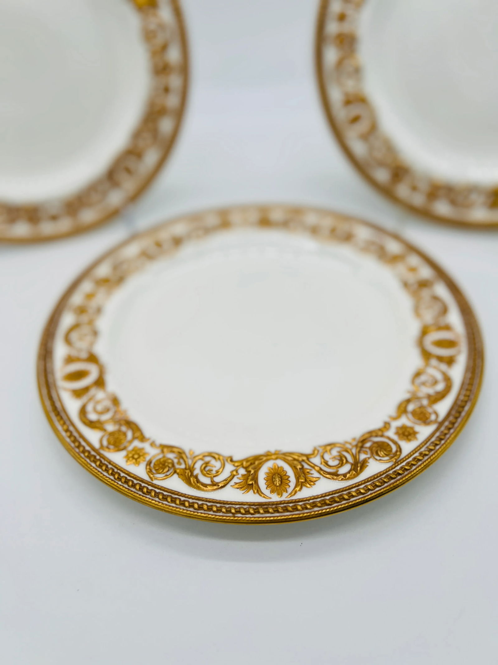 (3) Three Wedgwood Porcelain 9" Heavily Gilt Decorated Plates Richard Briggs Co. - 4