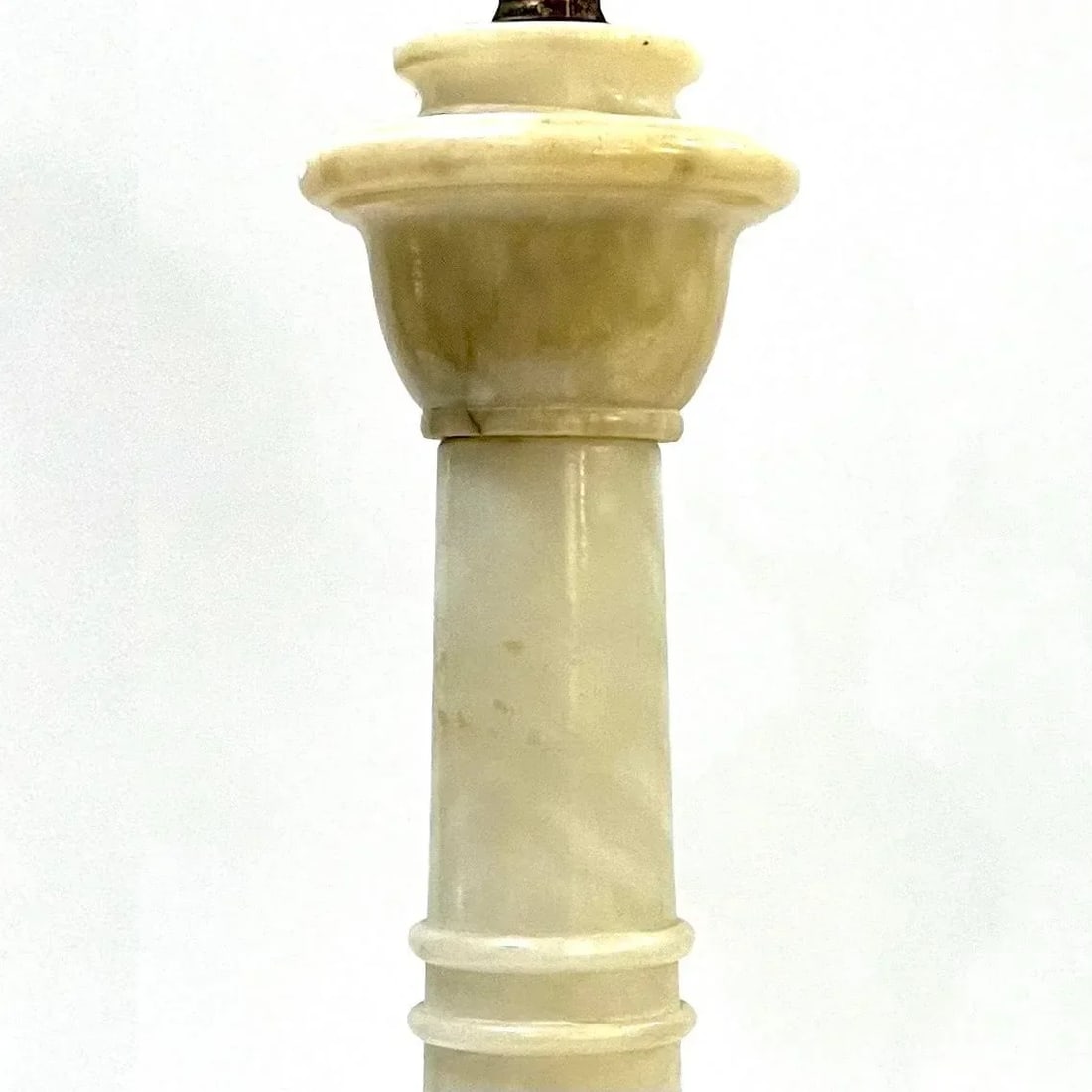 1950's Carved Alabaster Column Table Lamps - Pair - 4