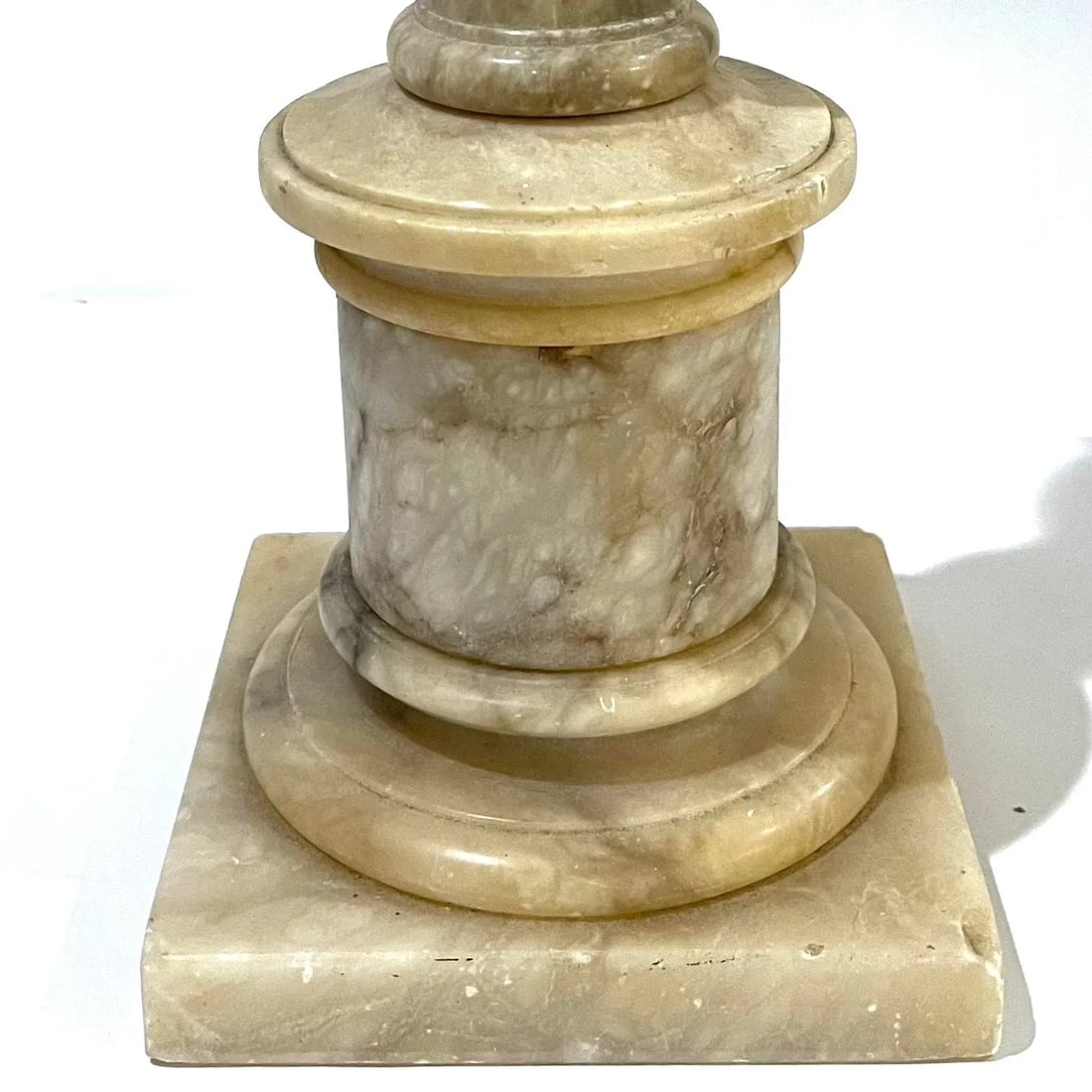 1950's Carved Alabaster Column Table Lamps - Pair - 5