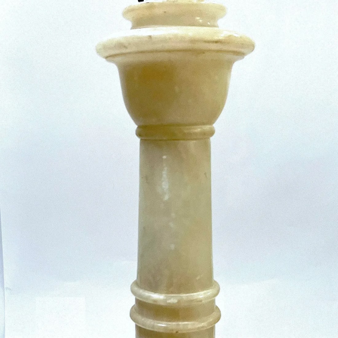 1950's Carved Alabaster Column Table Lamps - Pair - 7