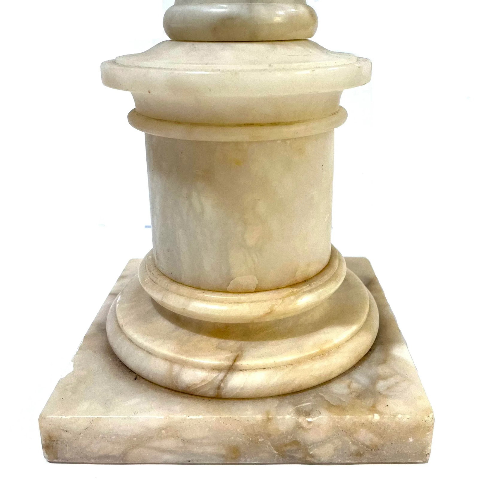 1950's Carved Alabaster Column Table Lamps - Pair - 9
