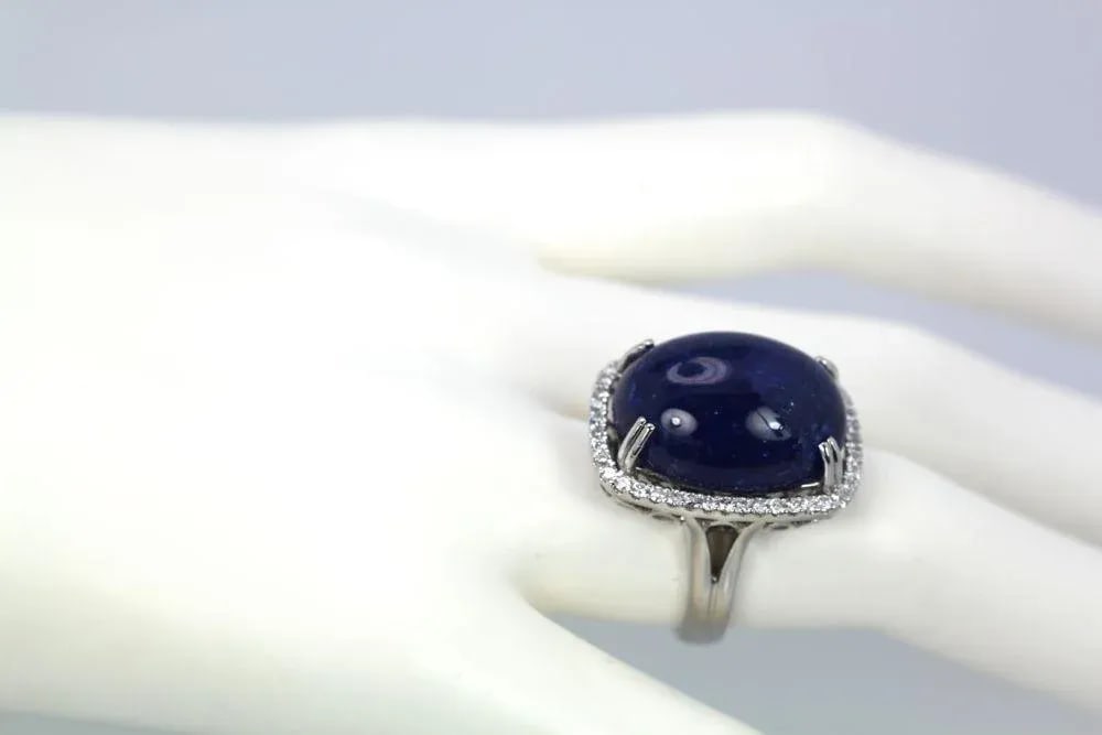 Tanzanite 35.39 Ct Cabochon High Dome Ladies Ring Size 6.5 - 10