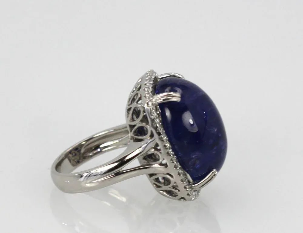 Tanzanite 35.39 Ct Cabochon High Dome Ladies Ring Size 6.5 - 2
