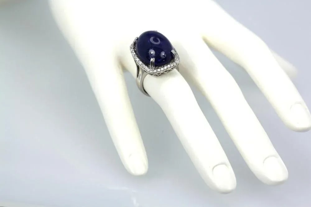 Tanzanite 35.39 Ct Cabochon High Dome Ladies Ring Size 6.5 - 7
