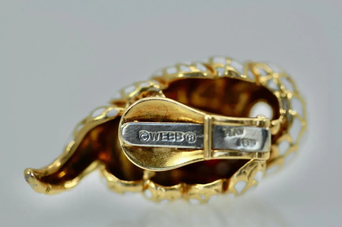 David Webb Enamel Ruby Diamond Snake Serpenti Earrings - 2 Pieces - 2