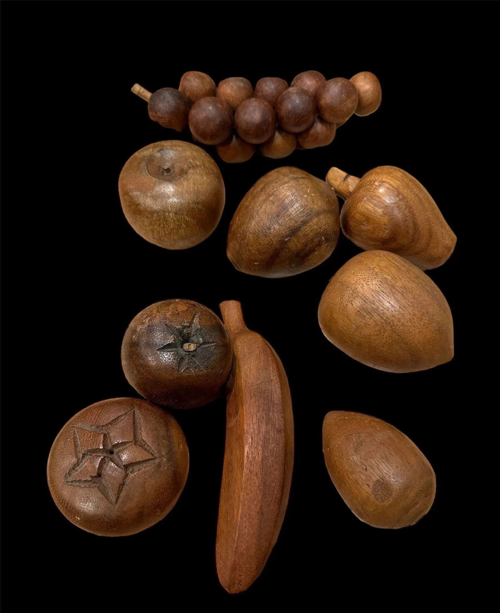 Mid-Century Modern Pineapple Topped Lazy Suzan Epergne Monkey Pod Wood and Decorative Fruit Set- 29 - 2