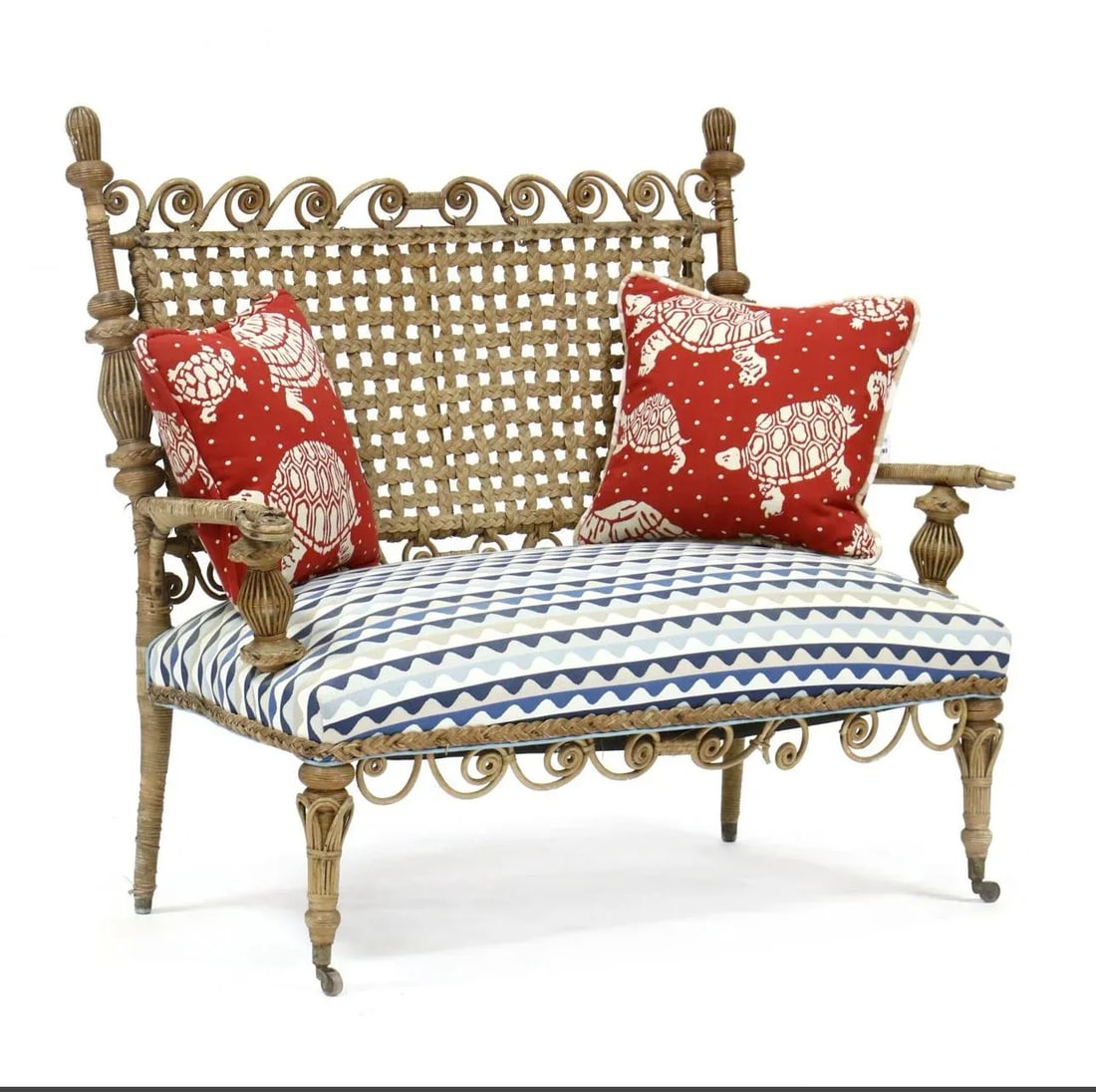 Late 19th Century Wicker Bench & 2 Chairs - 4