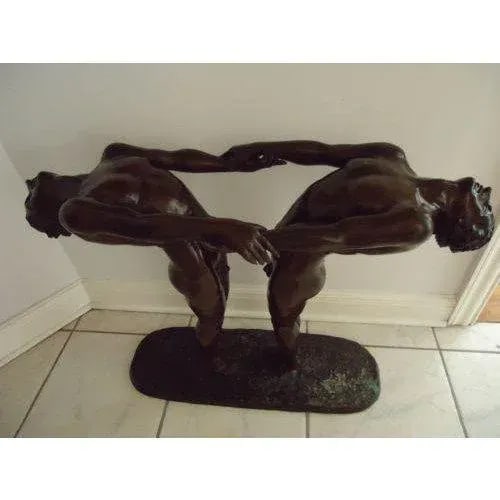 Large 20th Century Nude Males Bronze Sculpture "Holding Hands" - 2