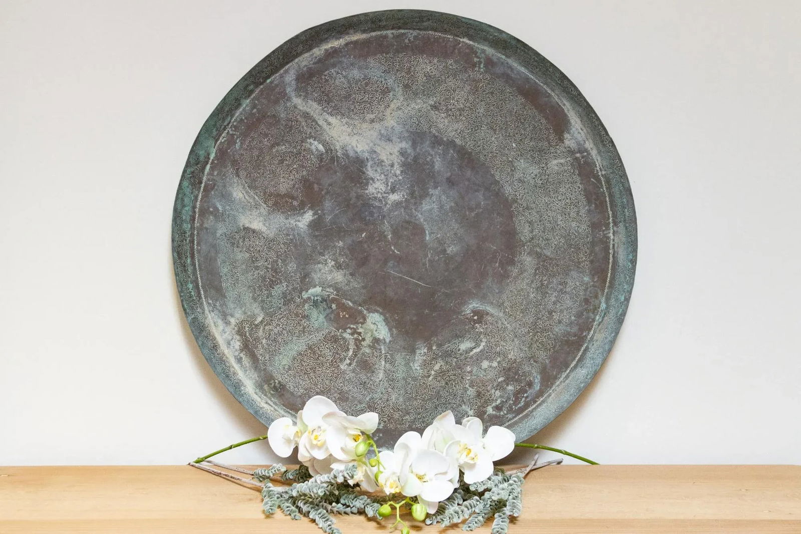 Antique Patinated Copper Engraved Tray - 2