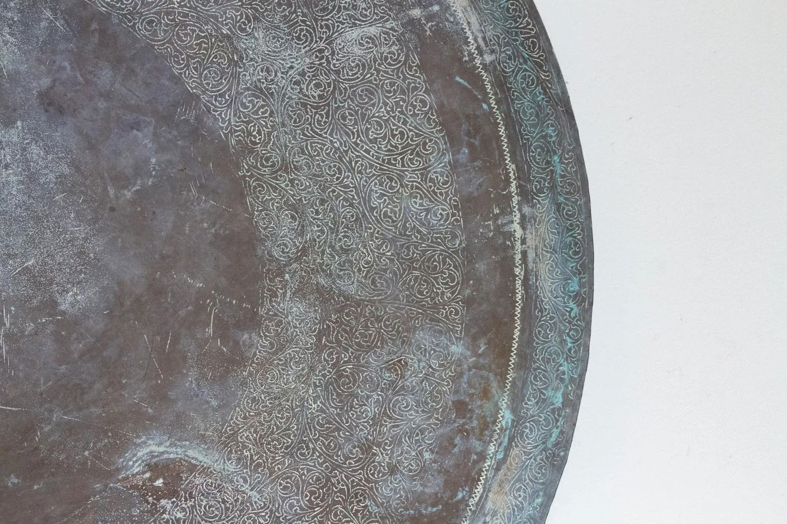 Antique Patinated Copper Engraved Tray - 6