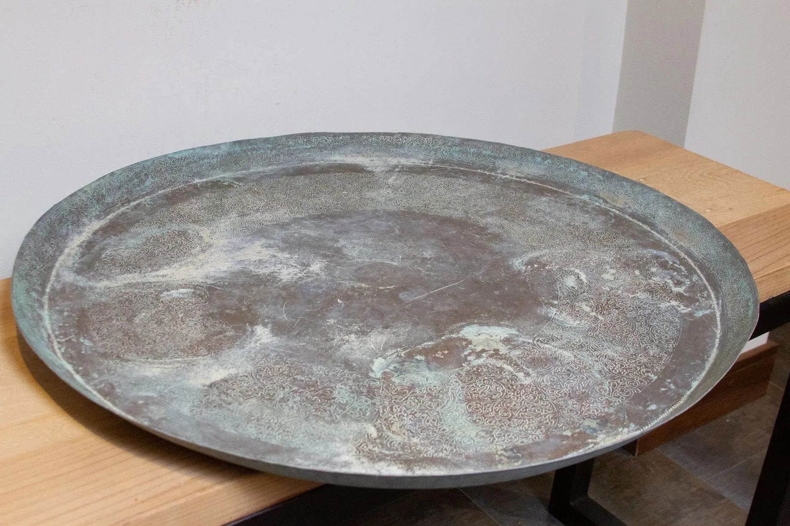 Antique Patinated Copper Engraved Tray - 7