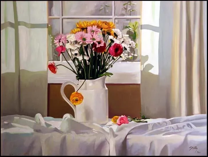 Thomas Stiltz "The White Pitcher" Flower H. Signed W/Custom Frame - 2