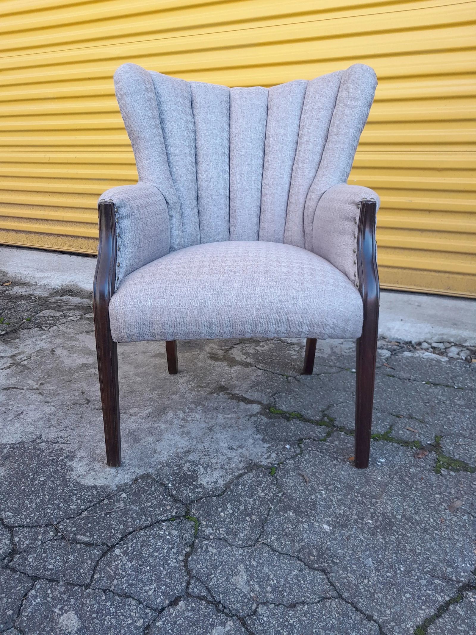 1920s Restored and Recovered Queen Ann Channel Wing Back Chair - 3