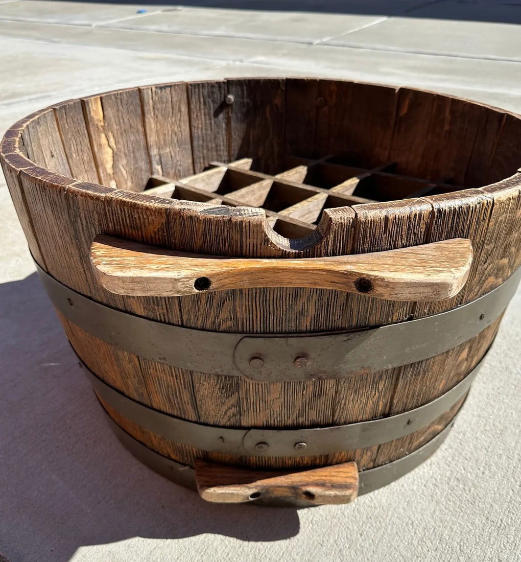 Rustic Wine Barrel Wine Display Rack - 7