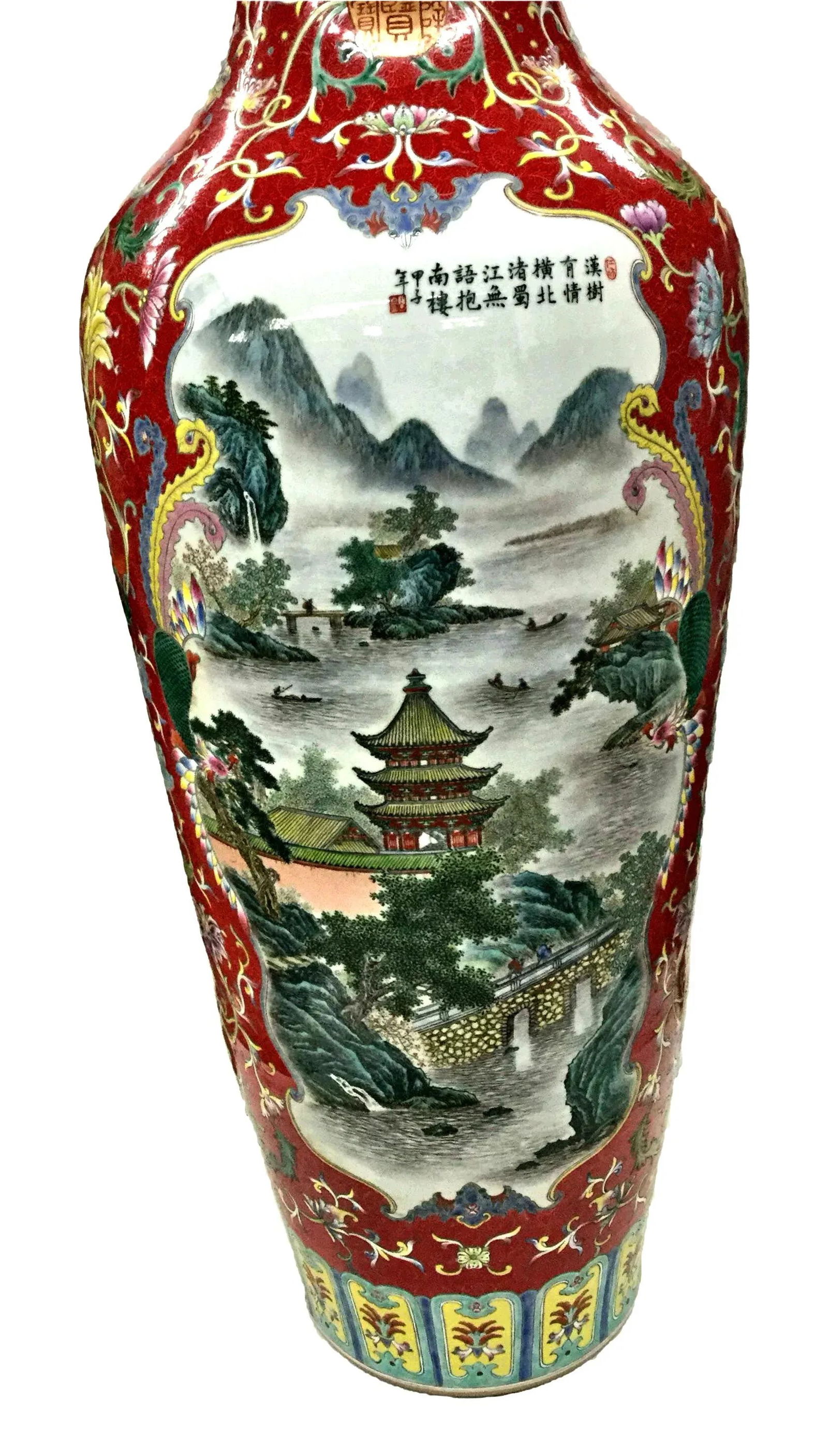 1930s Vintage Chinese Republic Dynasty Tall Vase - 5