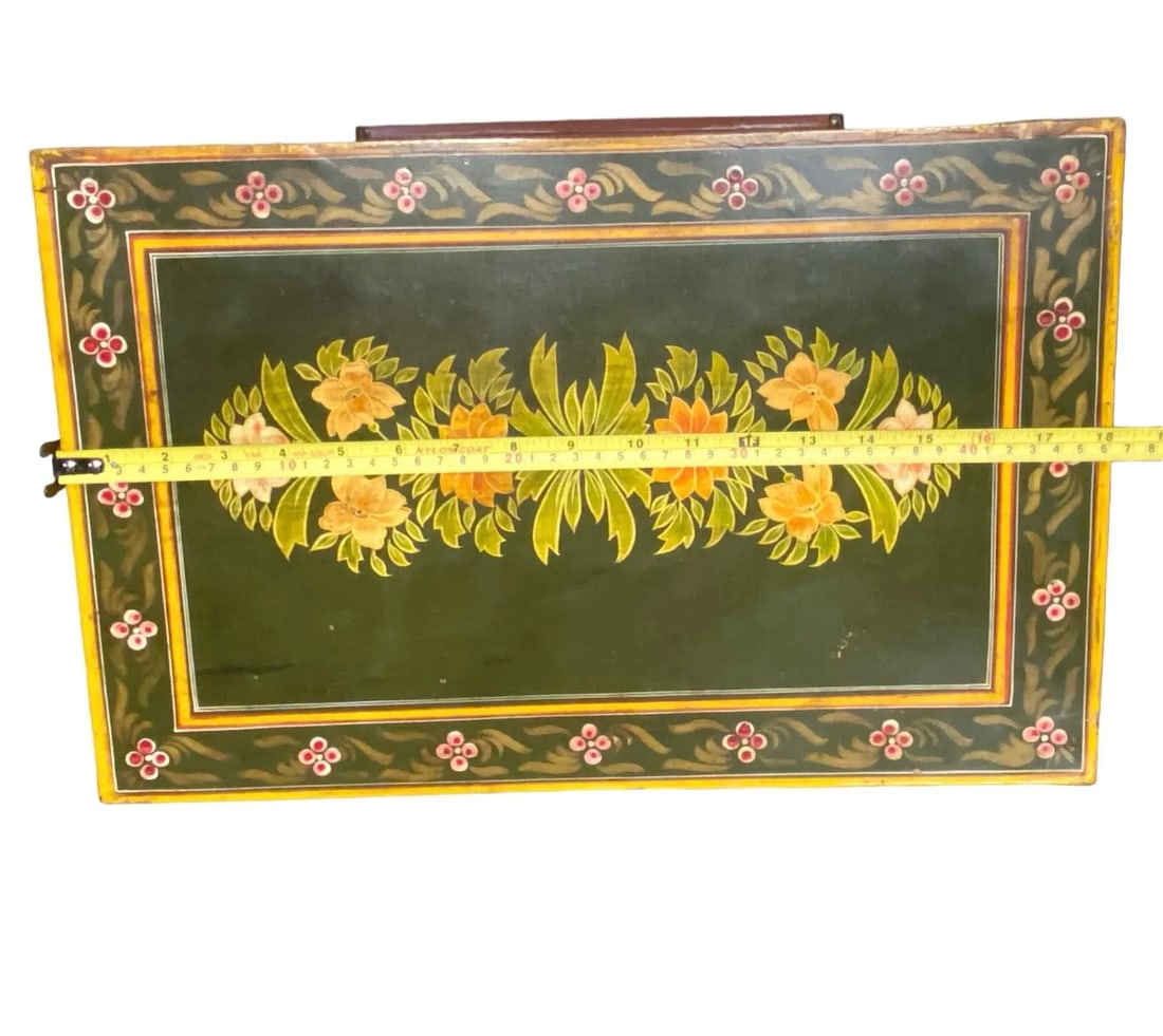 Vintage Folk Art Painted Tall Cabinet With Floral Design - 11