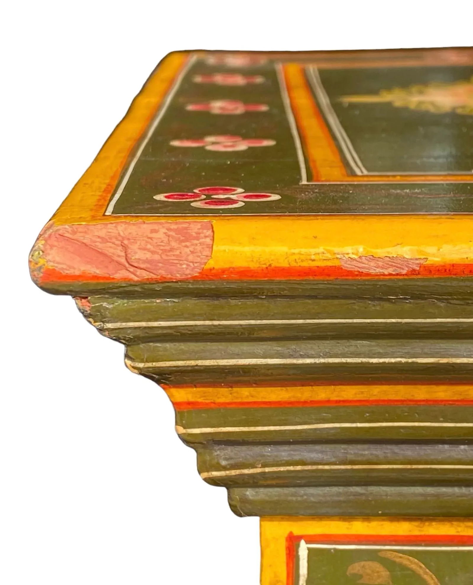 Vintage Folk Art Painted Tall Cabinet With Floral Design - 4