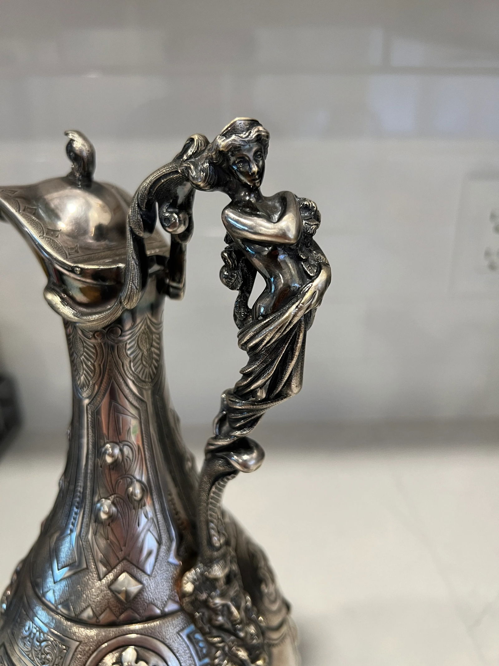 American Coin Silver Balmain Regatta "Gardiner Cup" Ewer Circa 1875 - 2