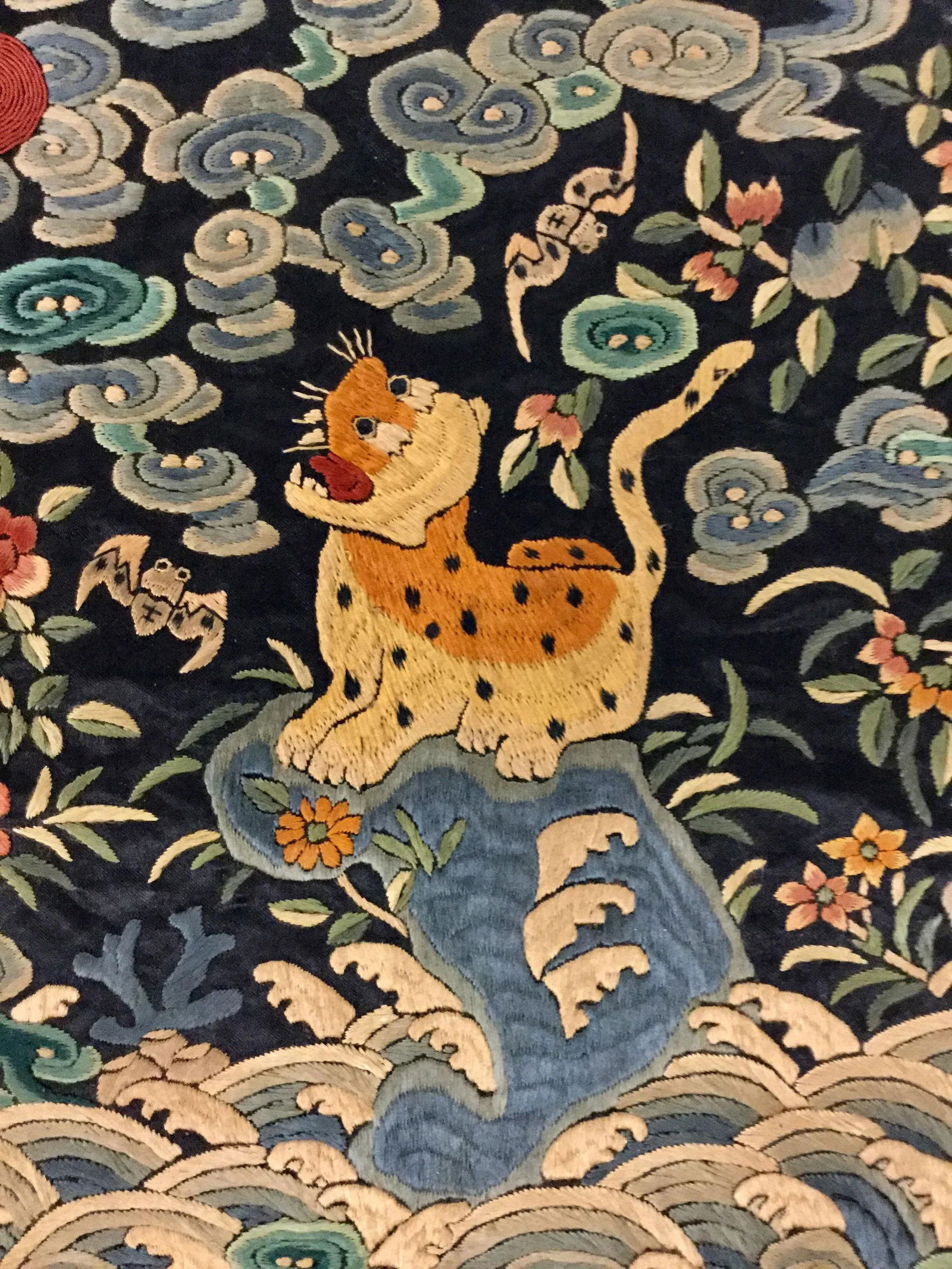 Antique Chinese Hand Embroidered Silk Rank Badges - Set of 3 - 2