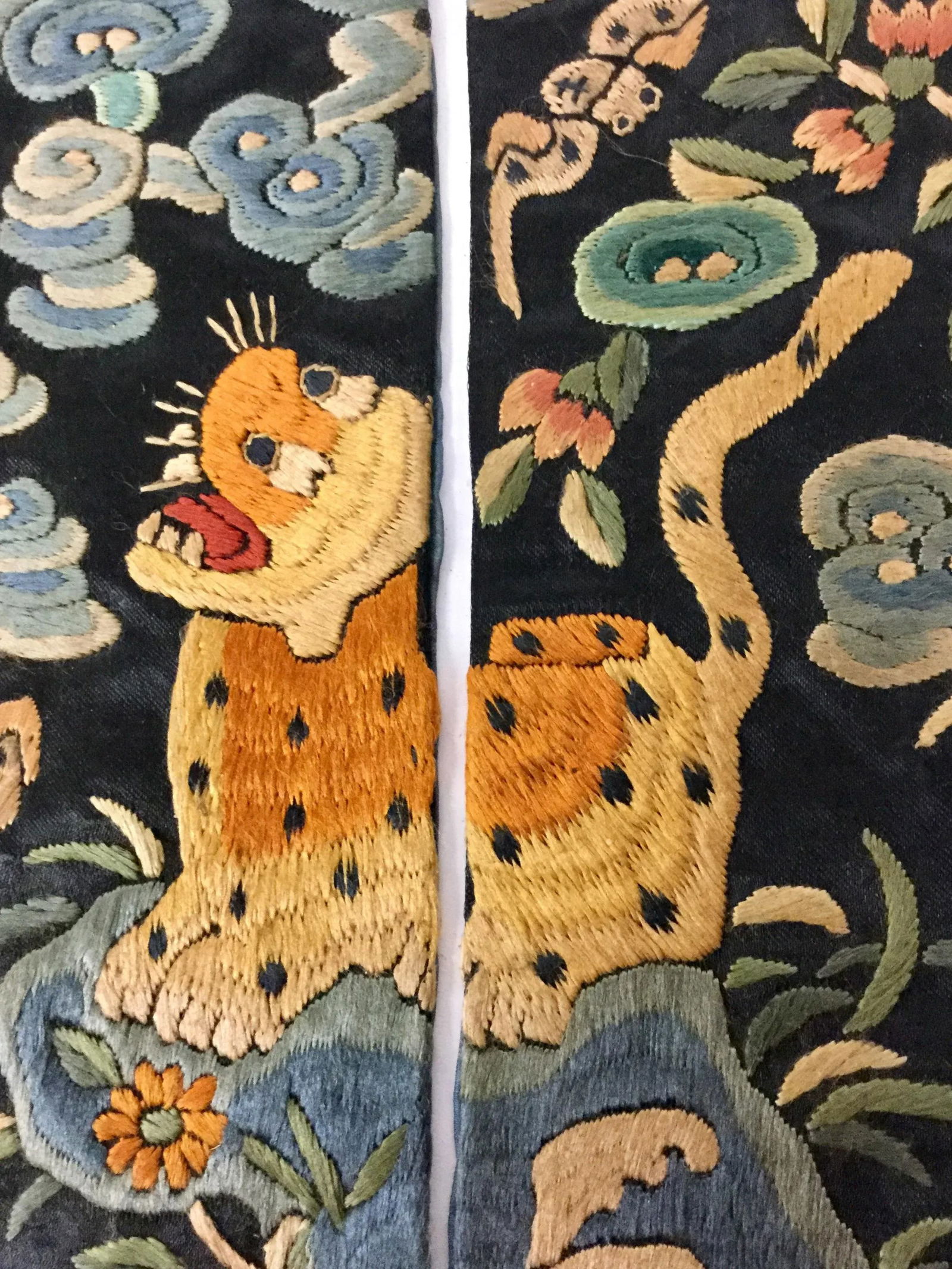 Antique Chinese Hand Embroidered Silk Rank Badges - Set of 3 - 3