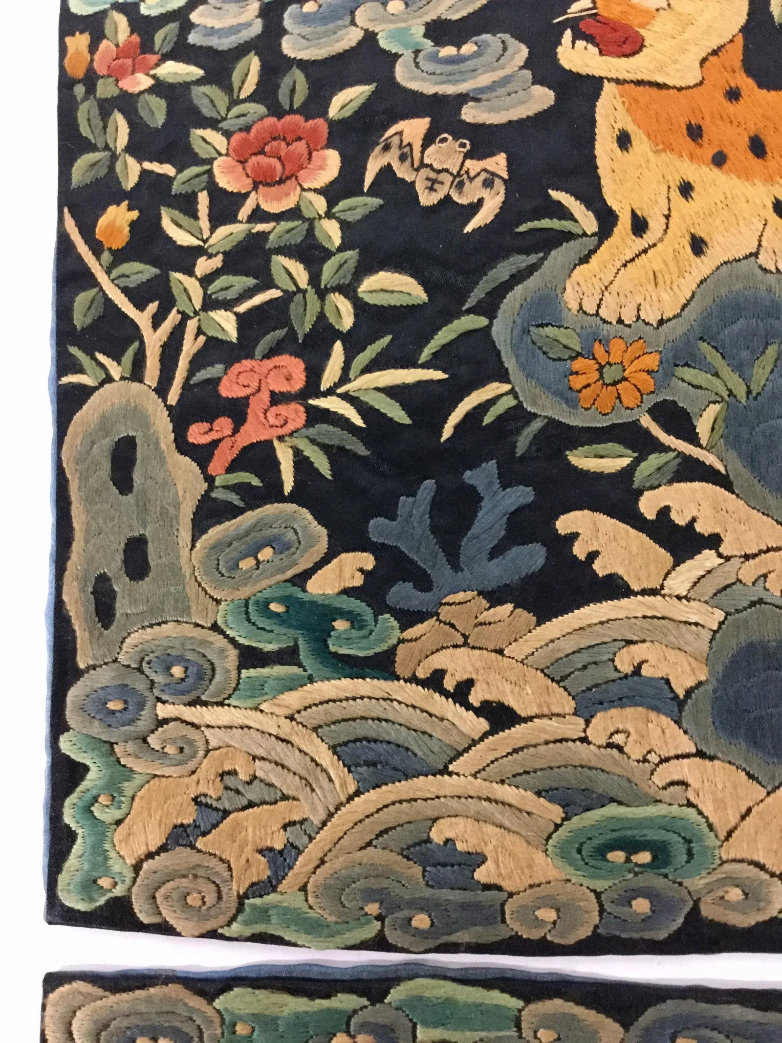 Antique Chinese Hand Embroidered Silk Rank Badges - Set of 3 - 9