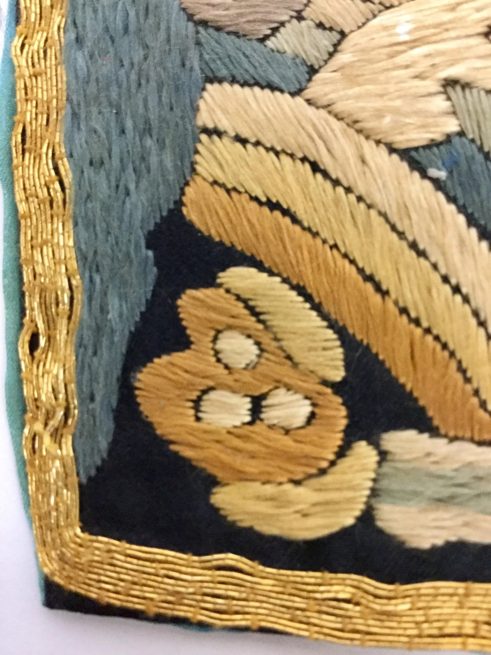 Antique Chinese Hand Embroidered Silk Rank Badges - Set of 3 - 12