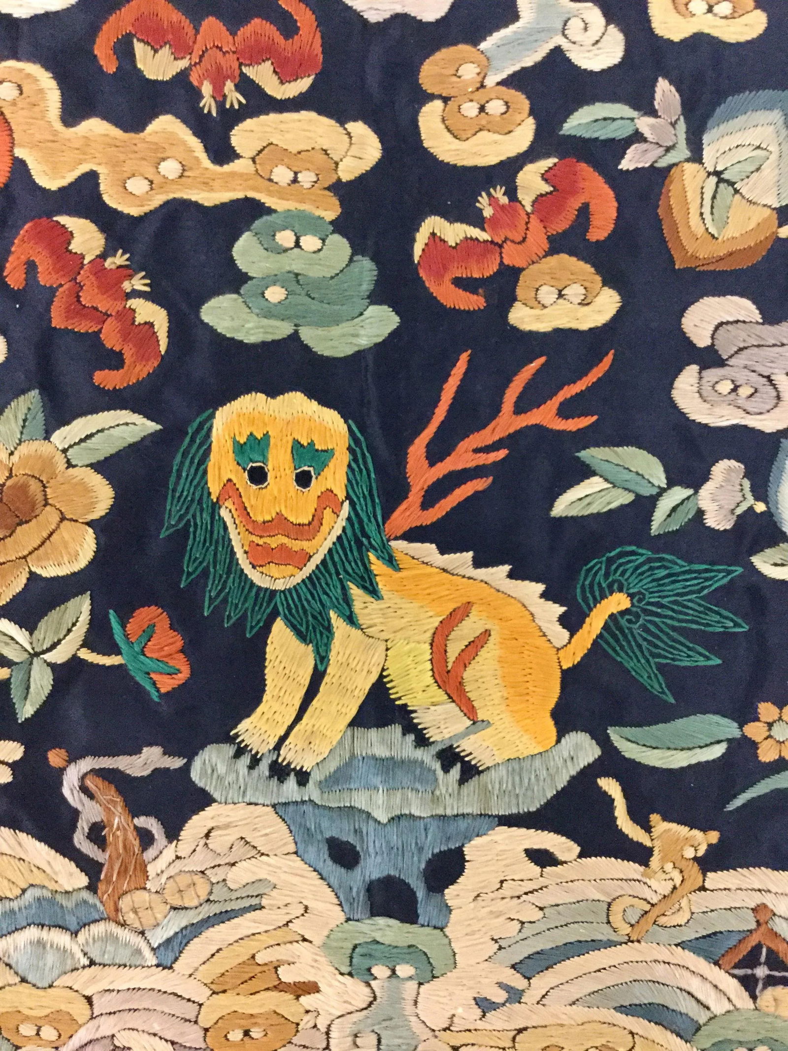 Antique Chinese Hand Embroidered Silk Rank Badges - Set of 3 - 2