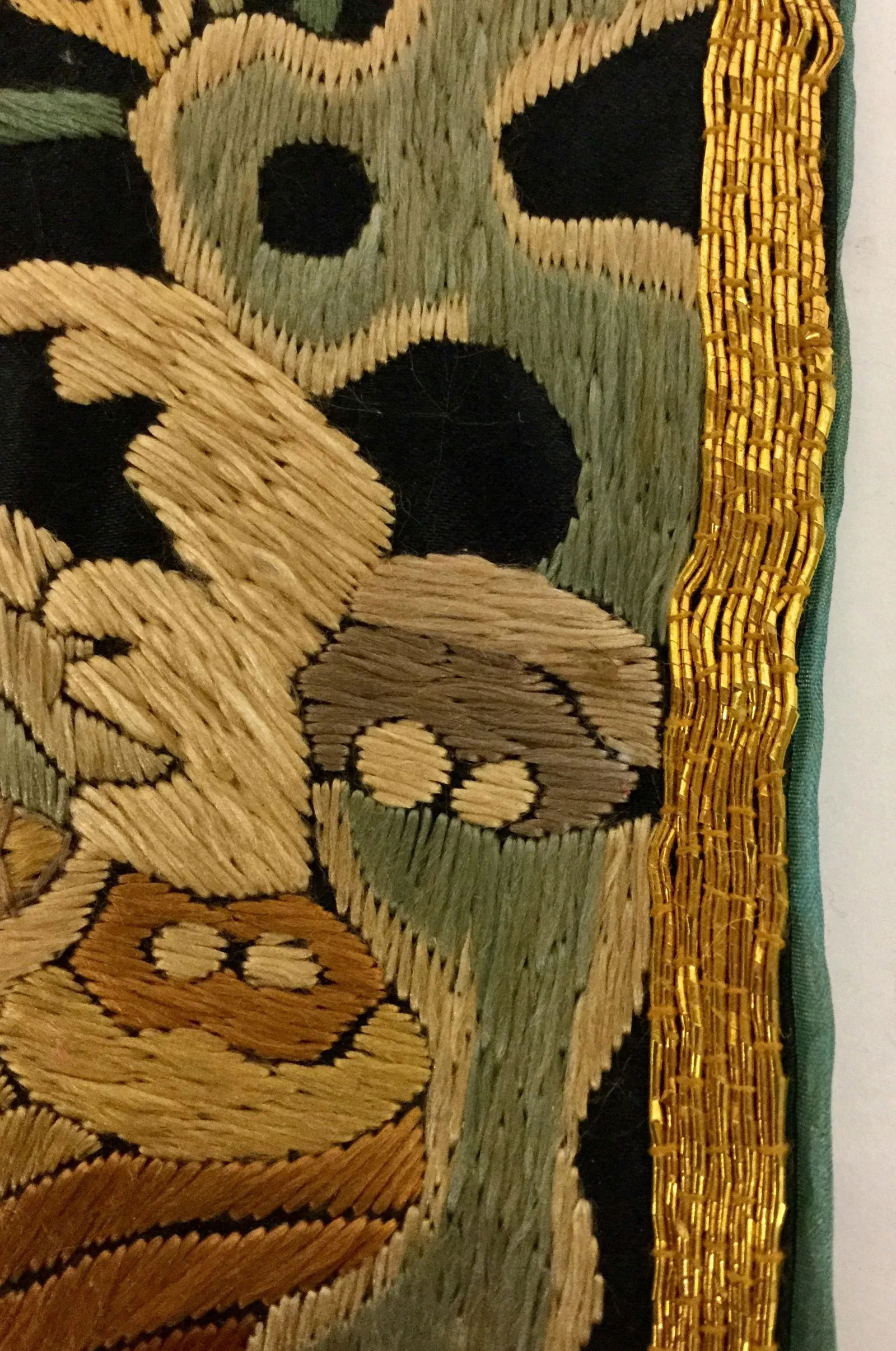 Antique Chinese Hand Embroidered Silk Rank Badges - Set of 3 - 7