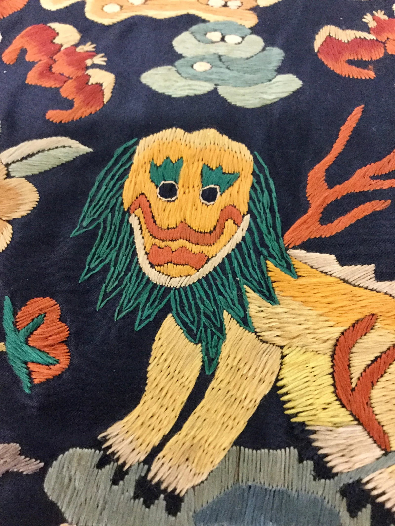 Antique Chinese Hand Embroidered Silk Rank Badges - Set of 3 - 8