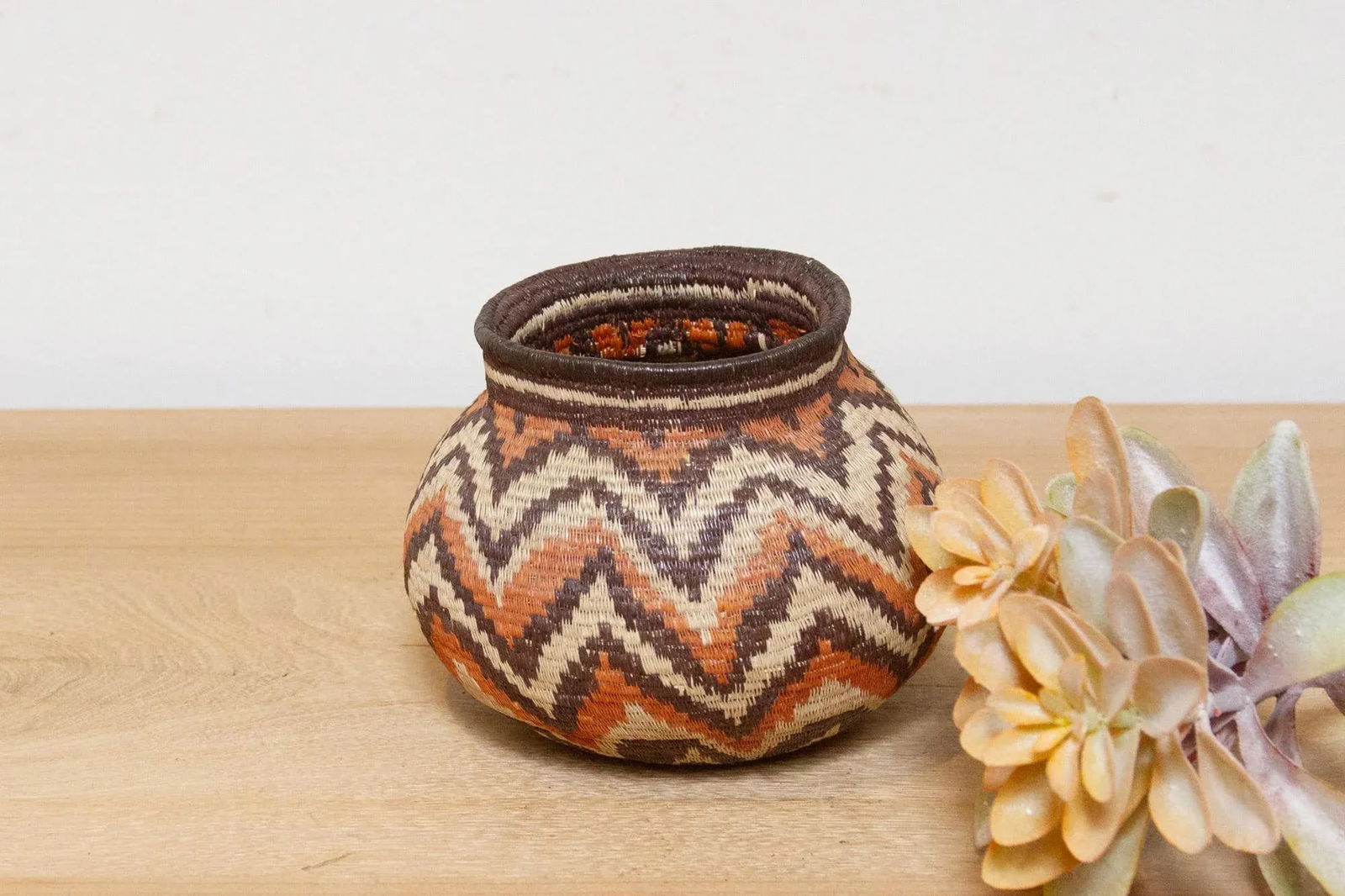 Multicolor Zig Zag Handwoven Embera Basket - 7