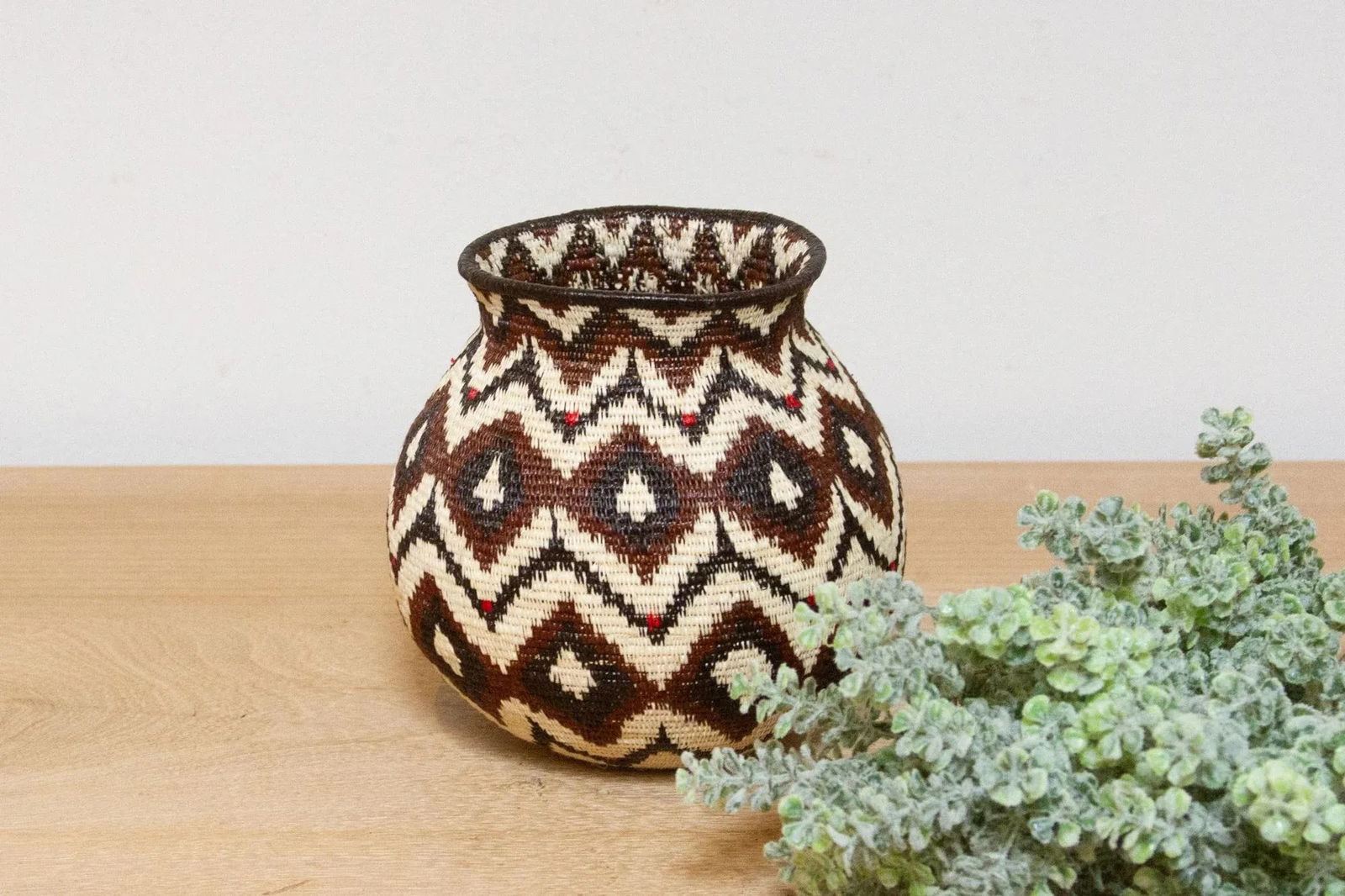 Rare Tribal Motif Rounded Basket From Panama - 7