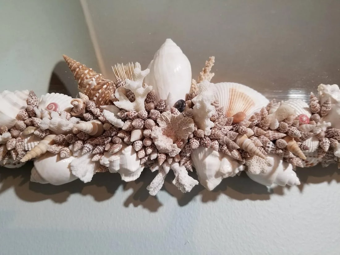 Handmade Natural Sea Shell Encrusted Wall Mirror - 11
